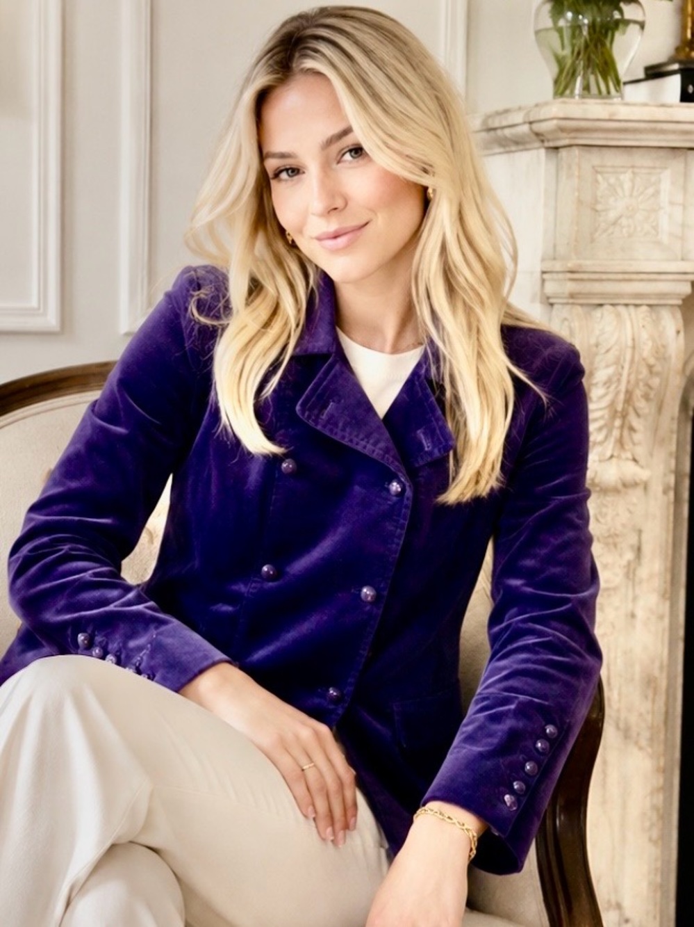 Talbots Deep Purple Velvet Blazer Jacket - Size S